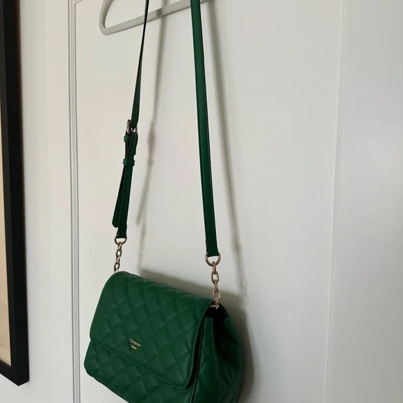 Dune Green Quilted Leather Shoulder Bag - Picture 2 of 8